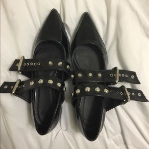 ASOS Black studded buckle flats